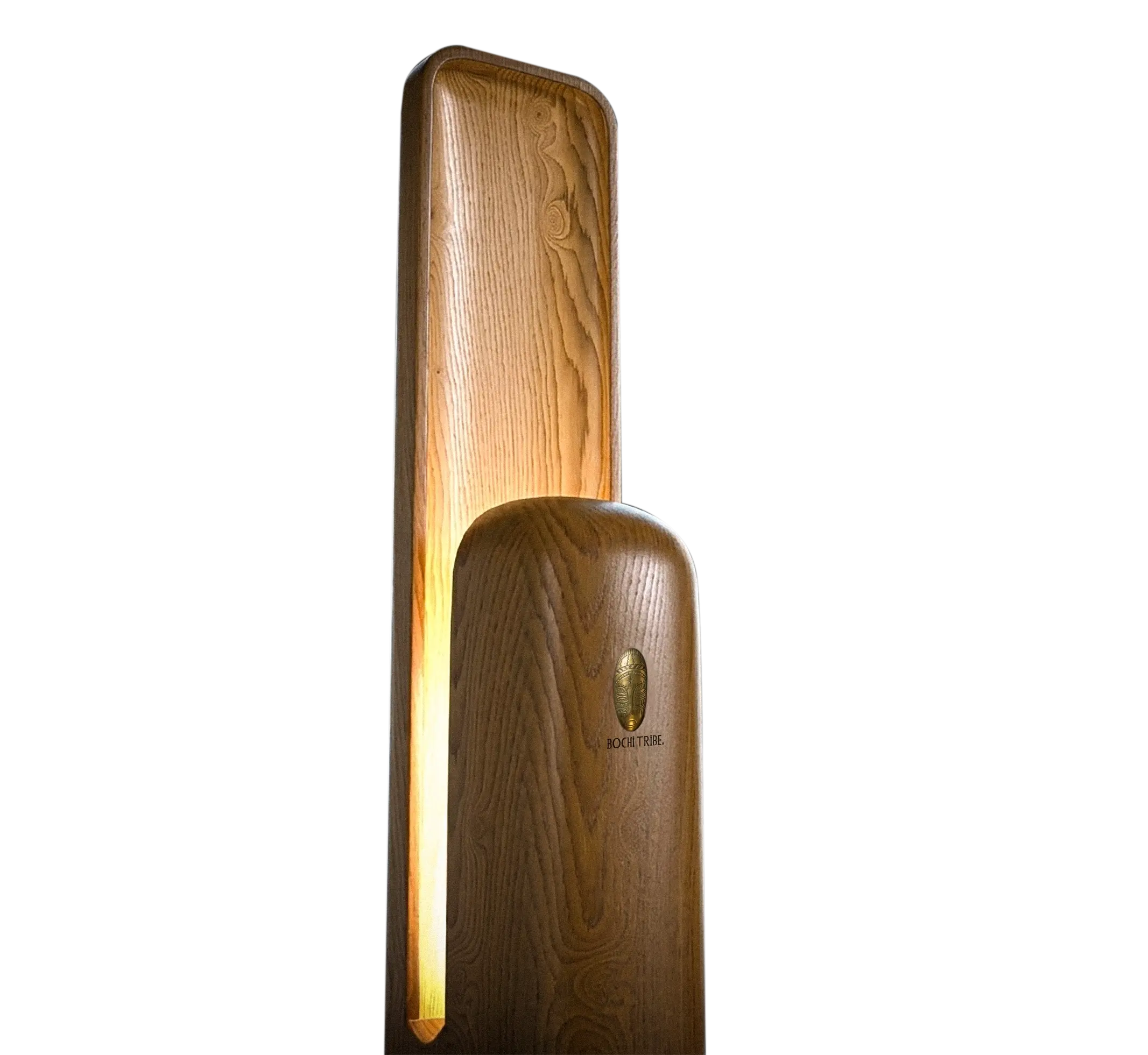 Bochi Tribe floor lamp — natural wood with woven shade